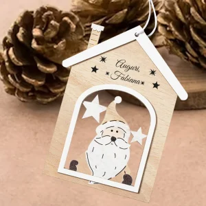 Addobbo in legno per albero casetta babbo Natale