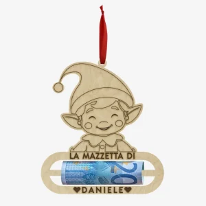 Addobbo natalizio elfo porta-soldi personalizzato